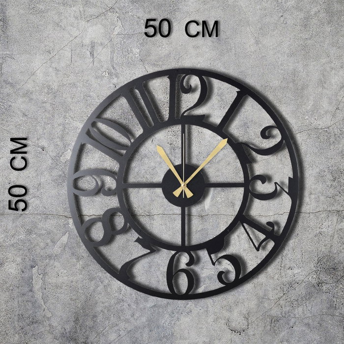 Wallity Reloj de Pared Decorativo de Metal Circle Negro 50x50cm Diseño Elegante Moderno